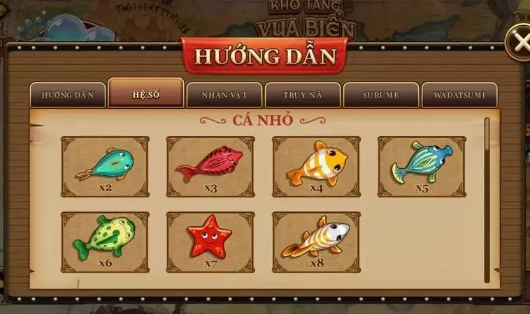 Các giá trị loại cá trong Bắn Cá Đại Hải Trình Loto188