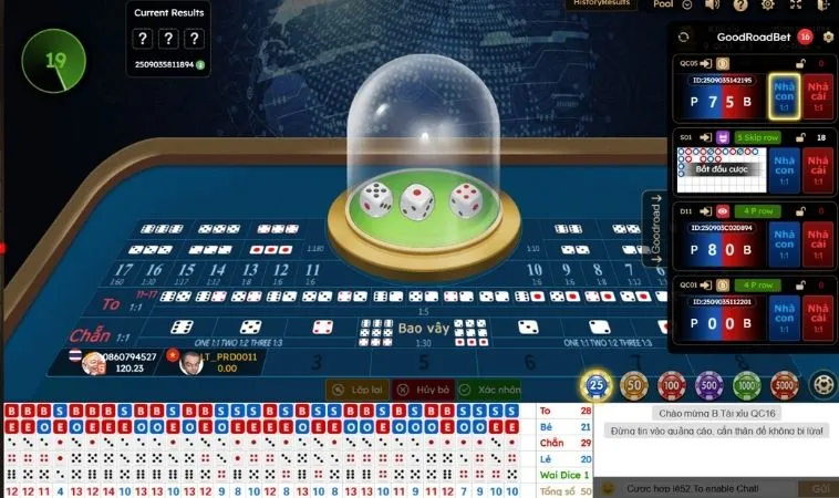 Bàn cược Tài Xỉu Loto188