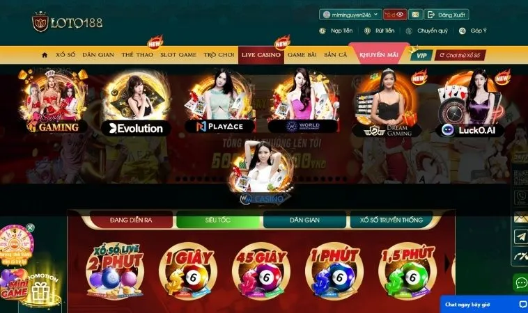 Nhà cái Loto188 hợp tác với nhiều cung cấp live casino hàng đầu