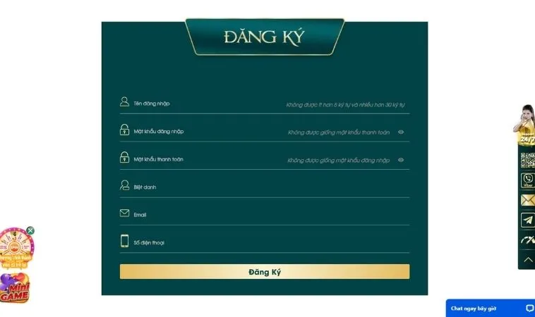 Giao diện đăng ký Loto188
