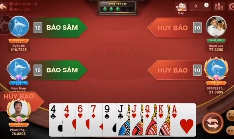 Giao diện chơi Sâm Lốc Loto188