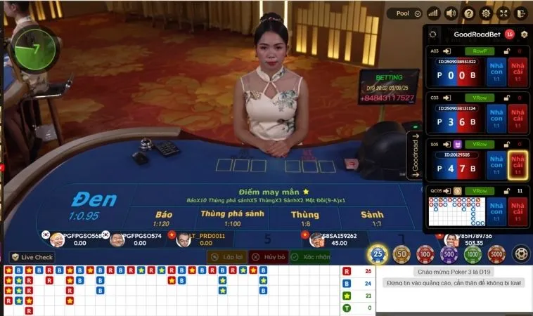 Bàn chơi Xì Tố tại Loto188